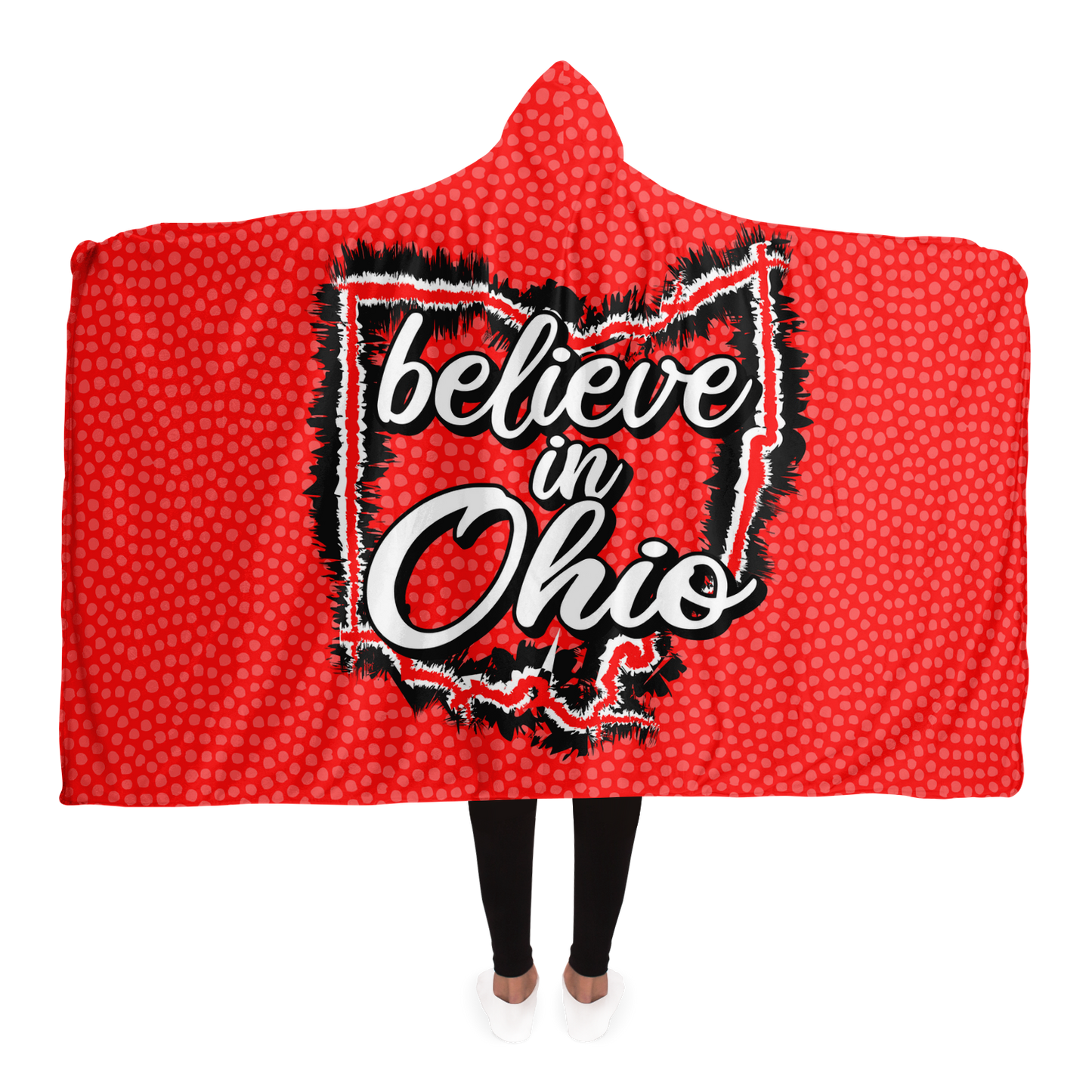 Believe in Ohio "All Over Print" Hooded Blanket