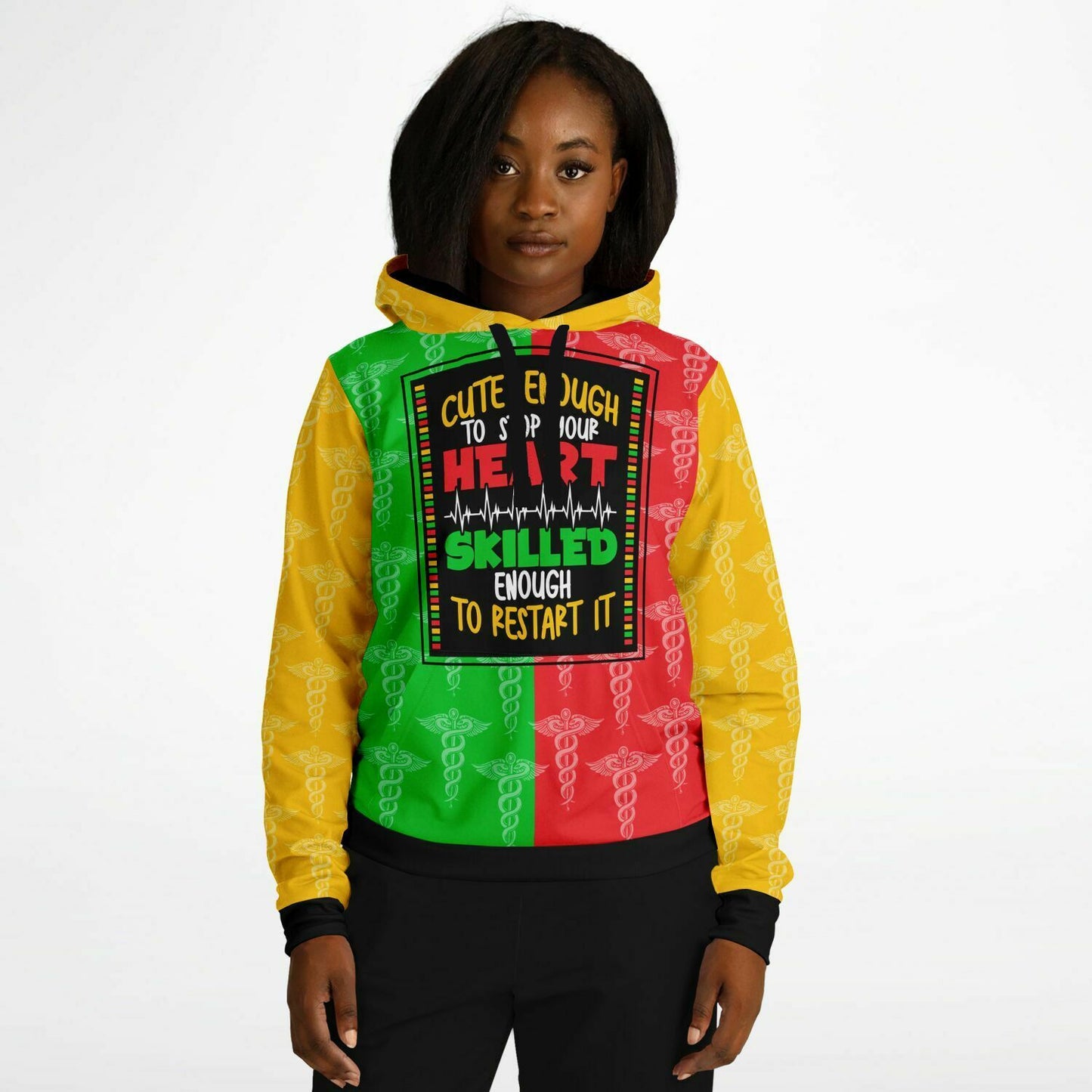 Cute Enough to Stop Your Heart, Skilled Enough To Restart It All Over Print Hoodie.