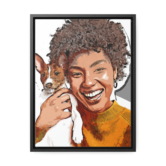 You and Your Pet Colored Sketch Gallery Canvas Wraps