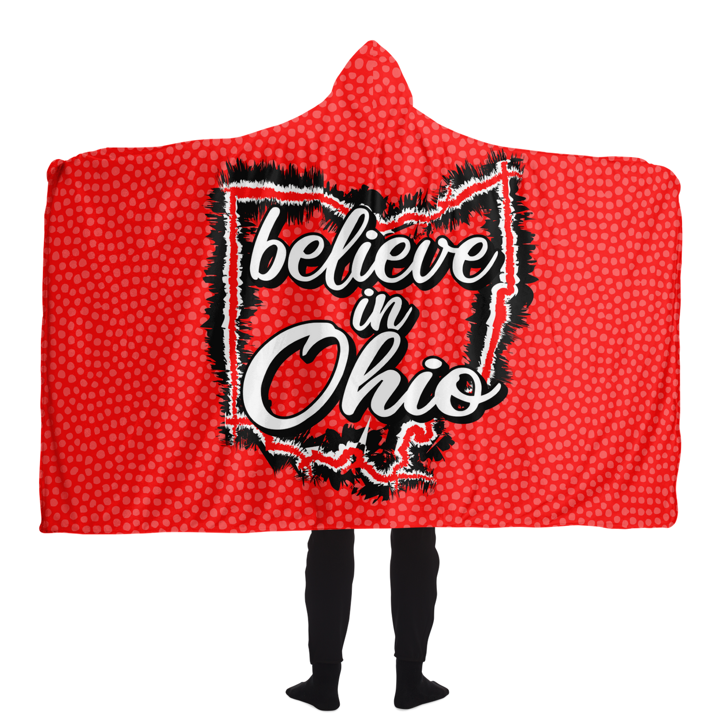 Believe in Ohio "All Over Print" Hooded Blanket