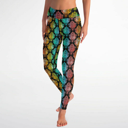 Rainbow Wallpaper Patterned "Squat Proof" Yoga Leggings