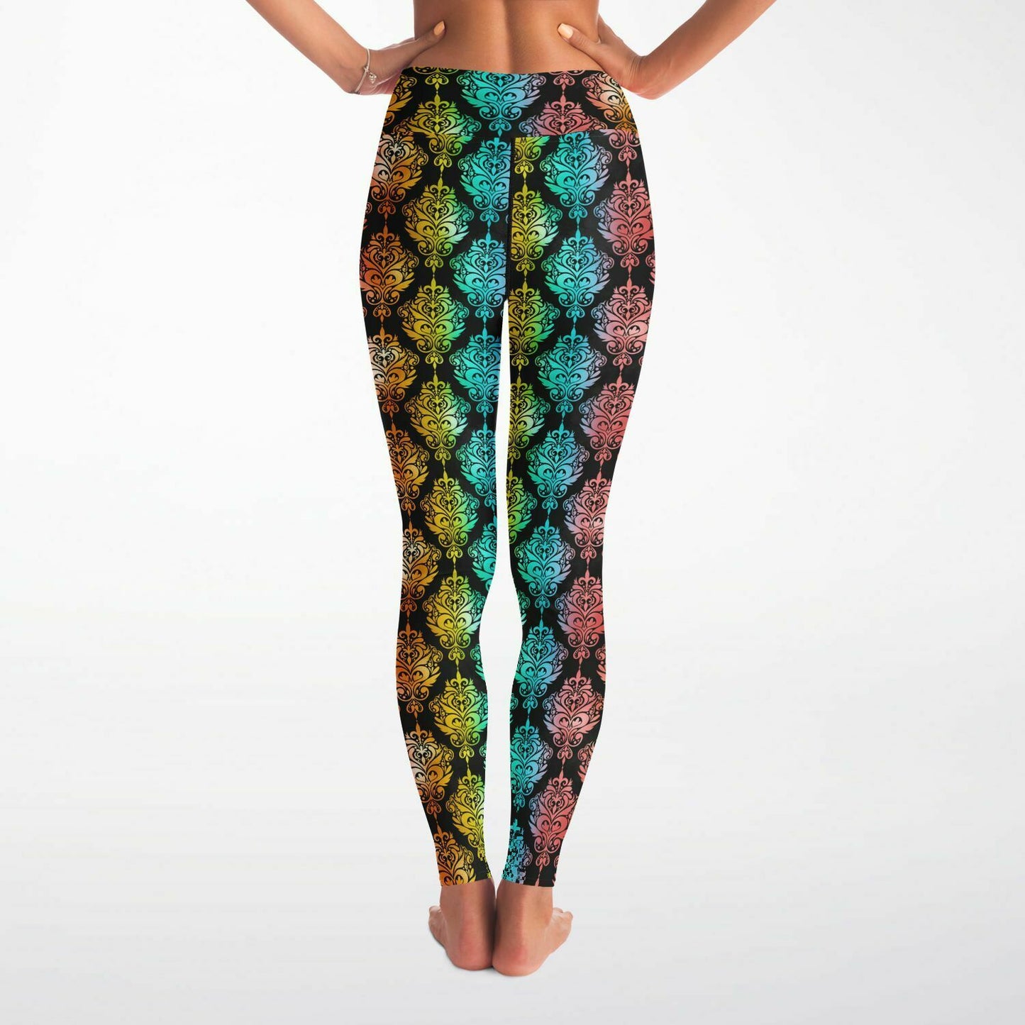 Rainbow Wallpaper Patterned "Squat Proof" Yoga Leggings